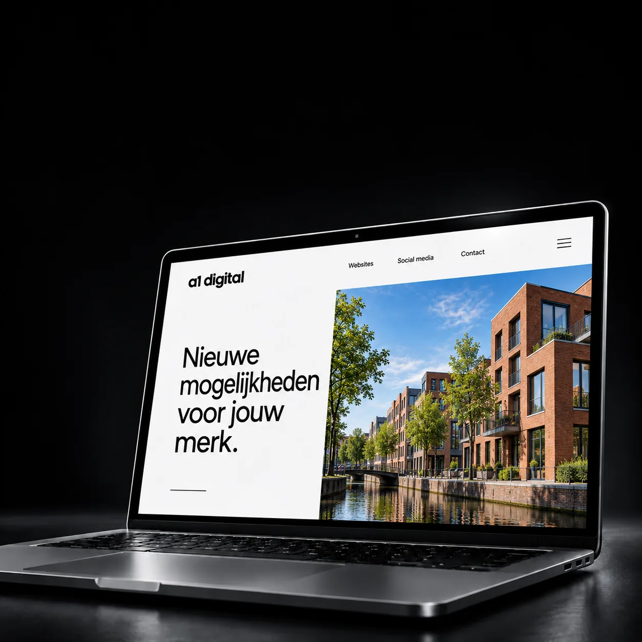 Minimalistisch websiteconcept met architectuurfotografie